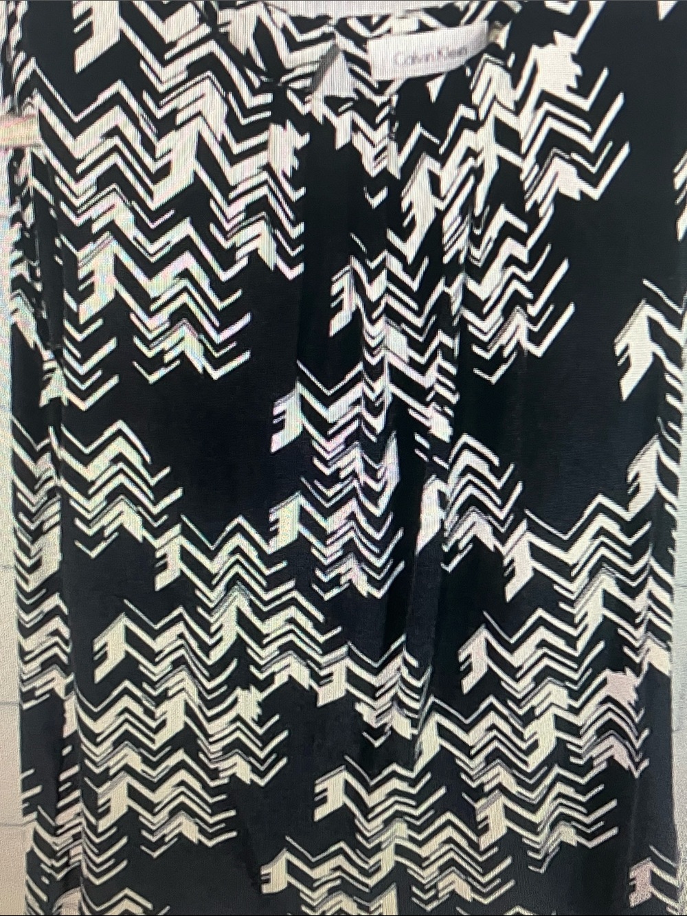 Calvin Klein Black and White Chevron Midi Dress